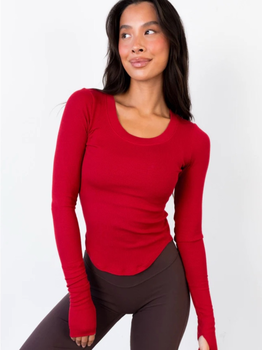 Vitality Essential Rib Scoop Top Crimson